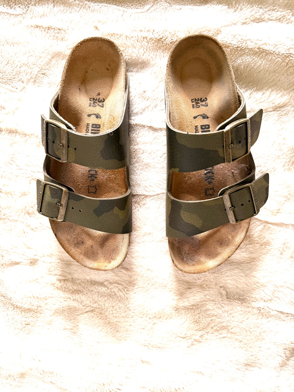 Birkenstock Women’s Camouflage Green Double-Buckle Sandals